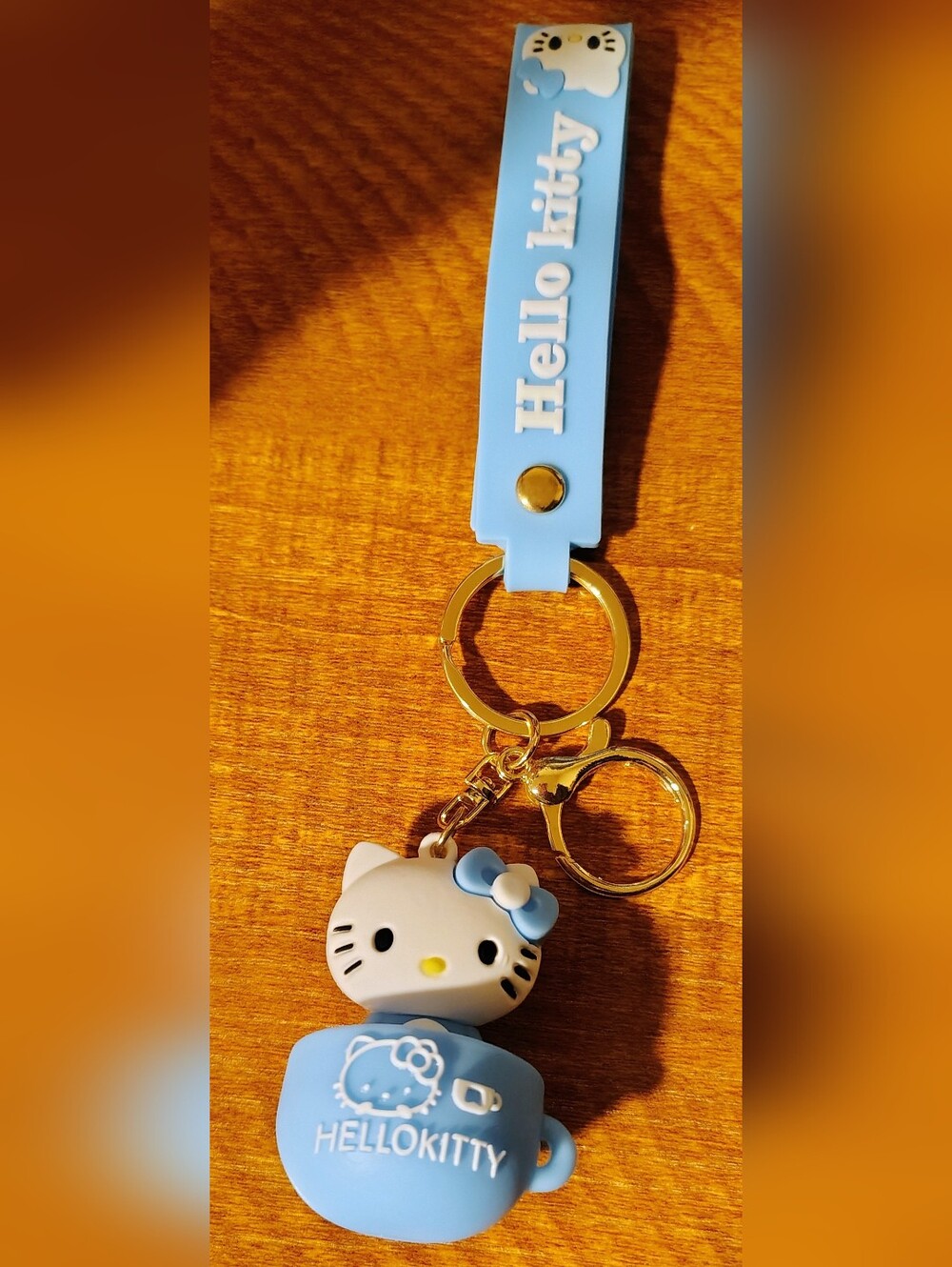 Hello Kitty  Silicone Keychain with Gold Hardware